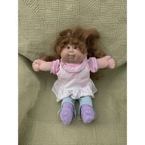Vtg Cabbage Patch Kids Doll Xavier Roberts Signed Brown Hair Brown Eyes Mold 16